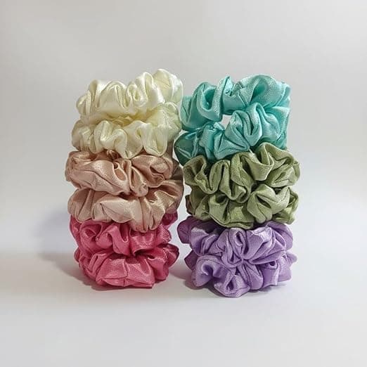 Satin Silk Scrunchies β Pack of 12